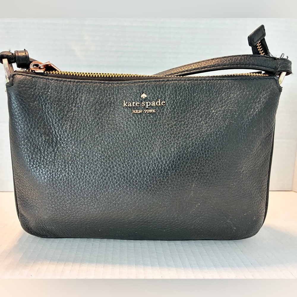 Kate Spade Triple Gusset Crossbody Black Pebble Leather